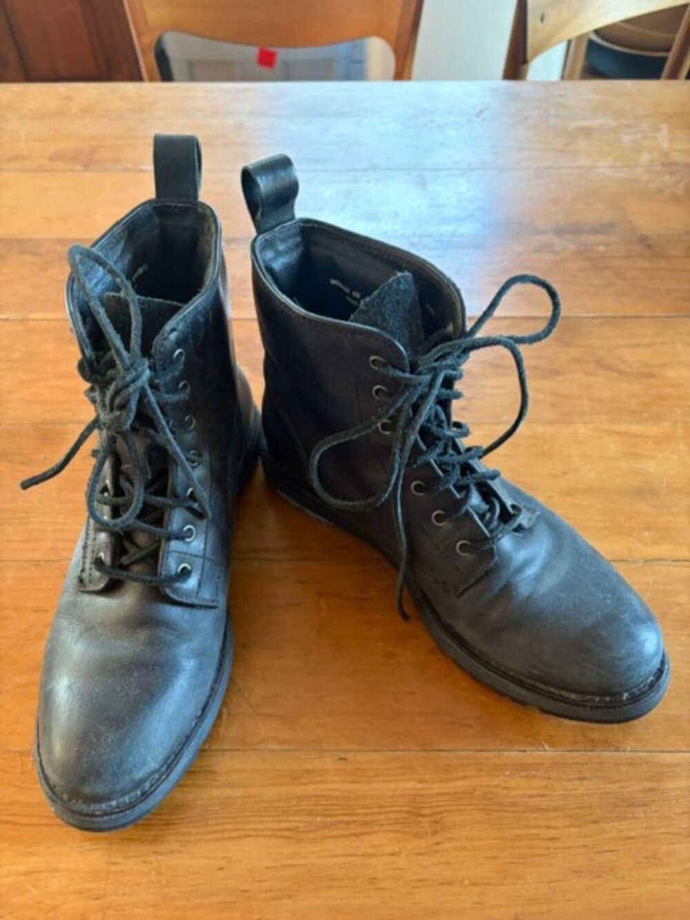 Vintage Cole Haan Original Grand Waterproof Black Leather Combat Boots, Rare!